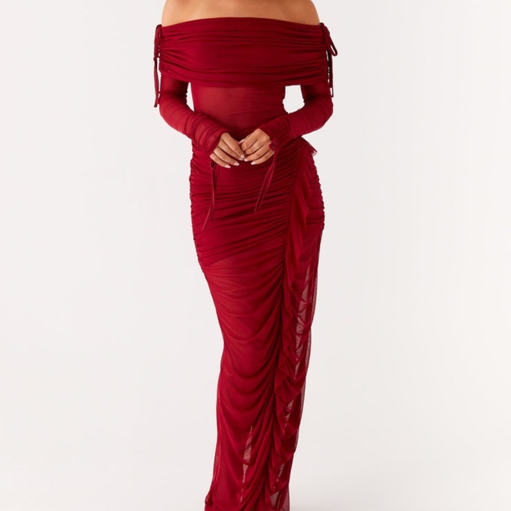 Peppermayo Strapless Burgundy Dress